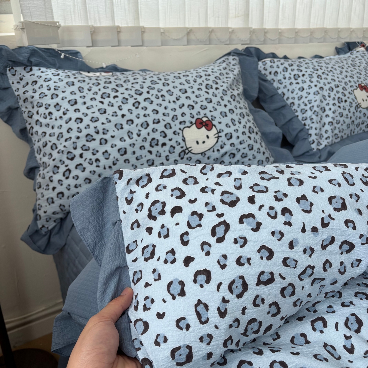 91家纺网 家纺一手货源 找家纺 （总）麦朵家居 2026新款花边款皱皱纱床盖款四件套水洗棉小清新三件套