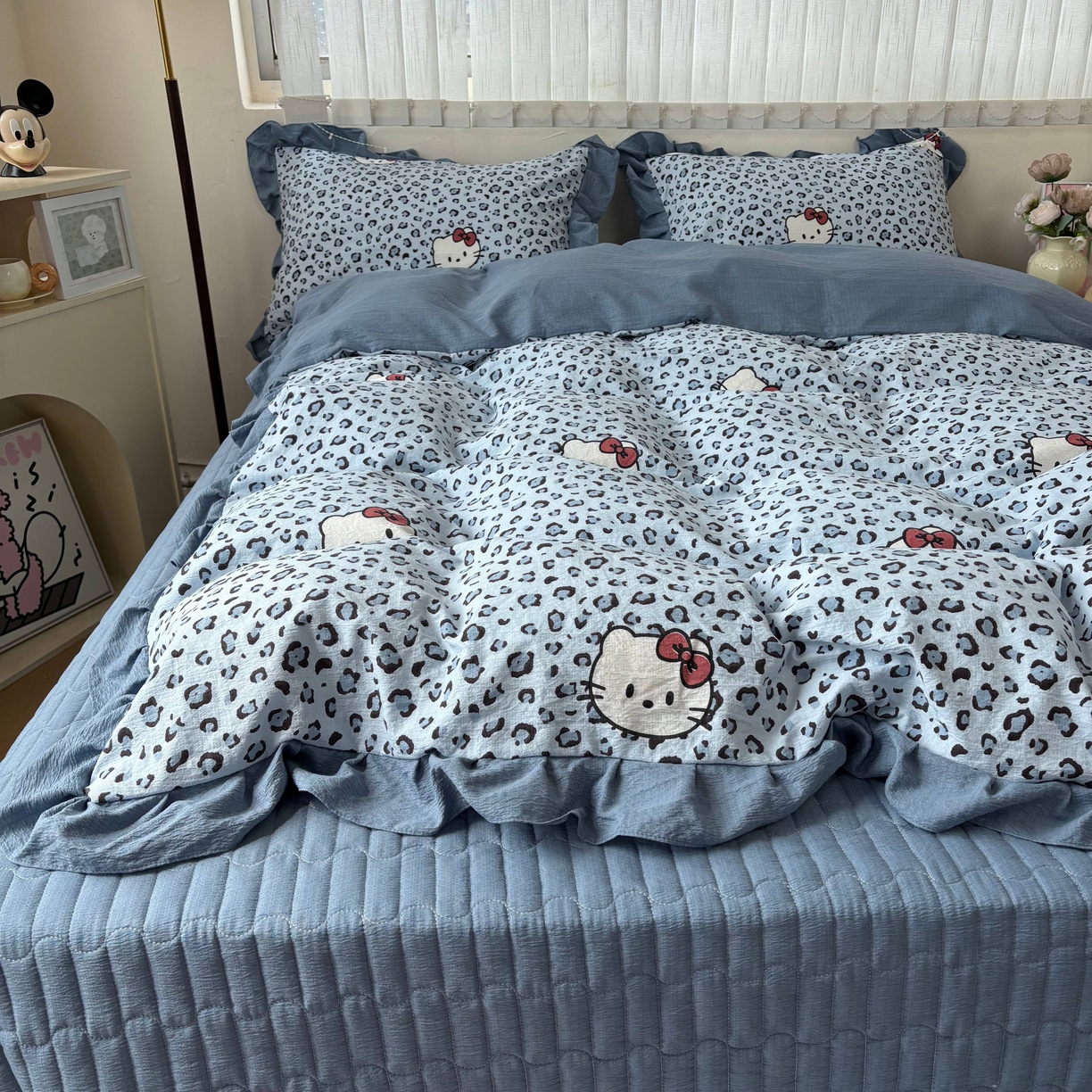 91家纺网 家纺一手货源 找家纺 （总）麦朵家居 2026新款花边款皱皱纱床盖款四件套水洗棉小清新三件套