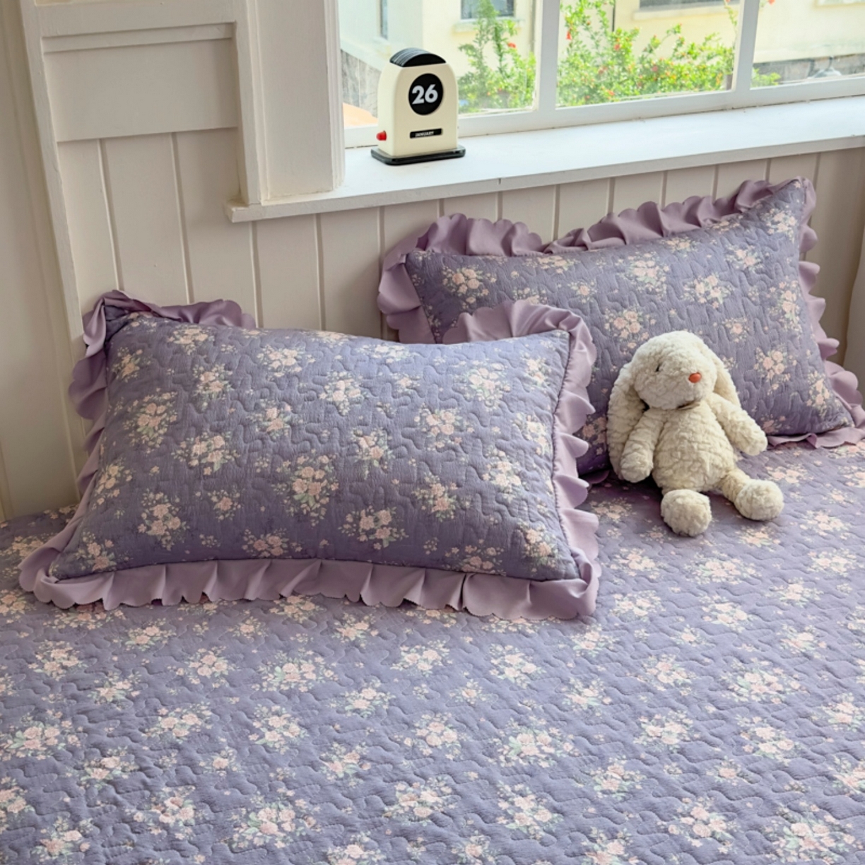 91家纺网 家纺一手货源 找家纺 雅眠居 2026直播爆款双层蕾丝花边夏被款床盖款四件套 豆蔻