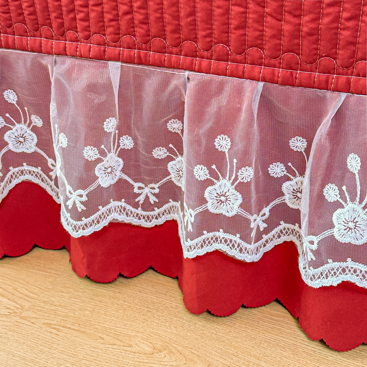 91家纺网 家纺一手货源 找家纺 雅眠居 2026直播爆款双层蕾丝花边夏被款床盖款四件套 花语