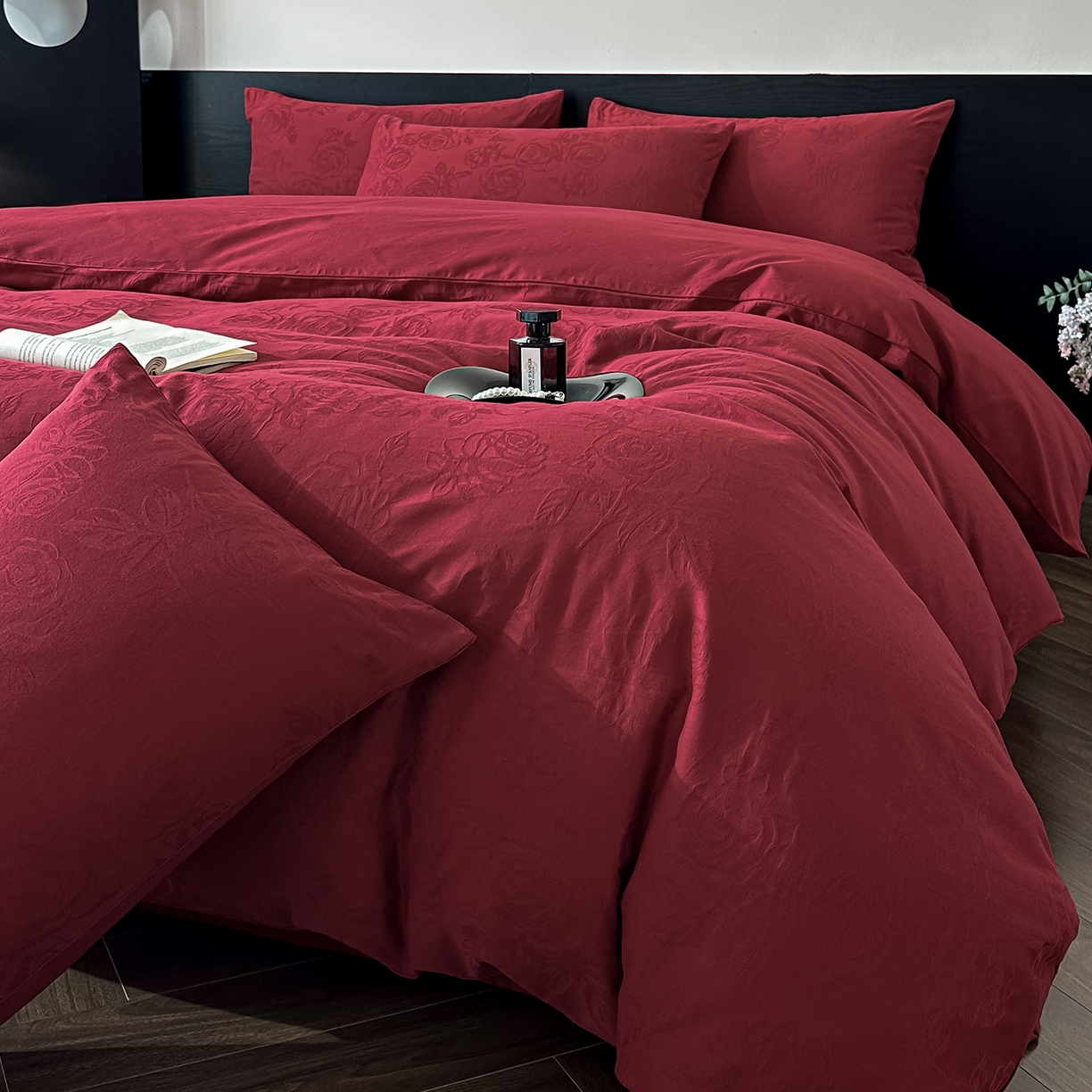 91家纺网 家纺一手货源 找家纺 （总）优悦生活馆 2026新款60s全棉纯棉婚庆提花四件套（提供买家秀）