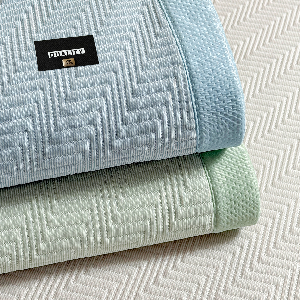 慕木家纺 2026新款A类高克重三明治复合乙纶提花冰豆豆凉席床笠冰棱斜纹系列（提供买家秀） 组合图床席款