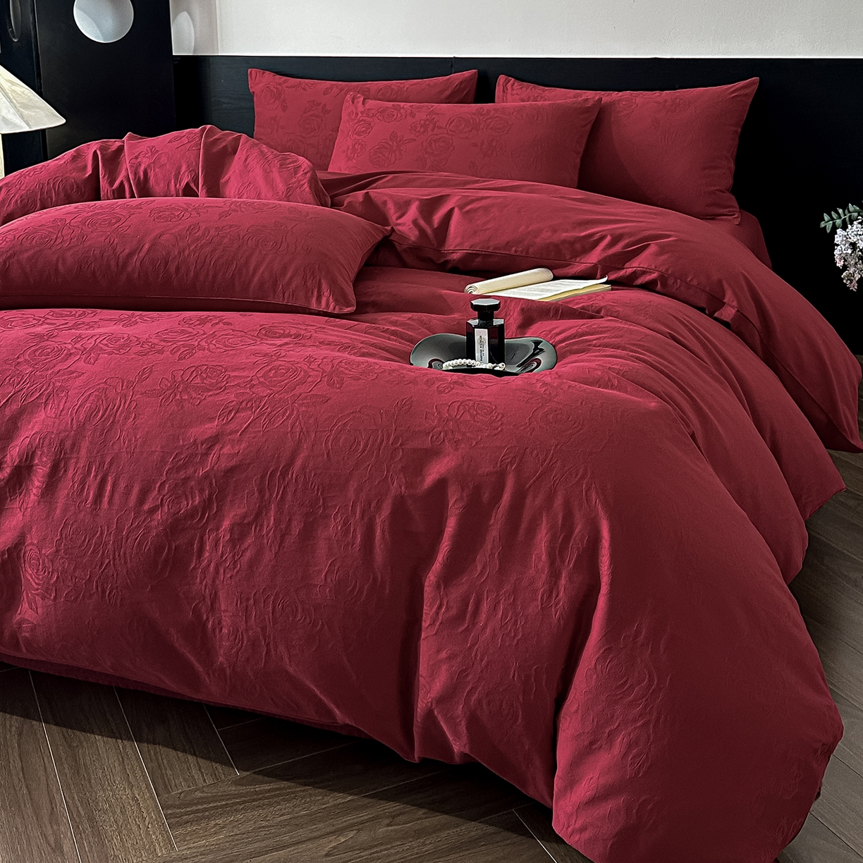 91家纺网 家纺一手货源 找家纺 优悦生活馆 2026新款60s全棉纯棉婚庆提花四件套（提供买家秀） 玫瑰之恋