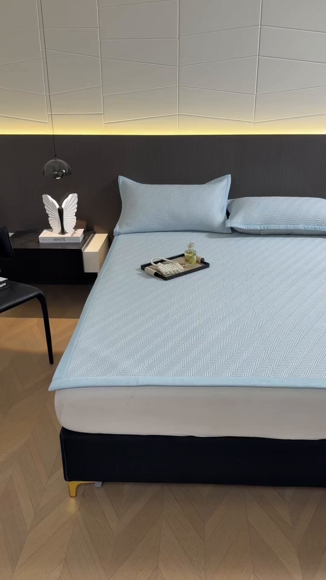 91家纺网 家纺一手货源 找家纺 （总）慕木家纺 2026新款A类高克重三明治复合乙纶提花冰豆豆凉席床笠冰棱斜纹系列（提供买家秀）