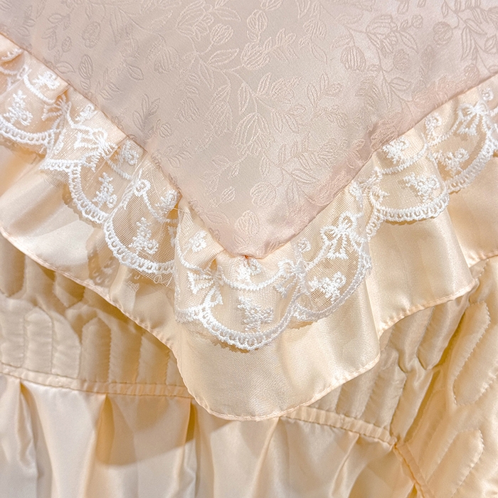 91家纺网 家纺一手货源 找家纺 优贝家纺 2026春夏新款提花水洗天丝冰丝天丝韩版夹棉床盖四件套 梵希-米白