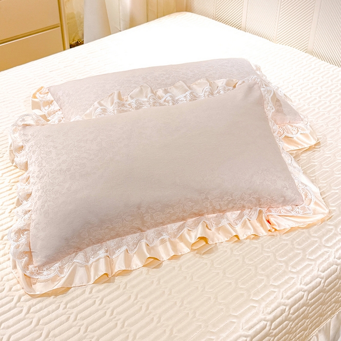 91家纺网 家纺一手货源 找家纺 优贝家纺 2026春夏新款提花水洗天丝冰丝天丝韩版夹棉床盖四件套 梵希-米白