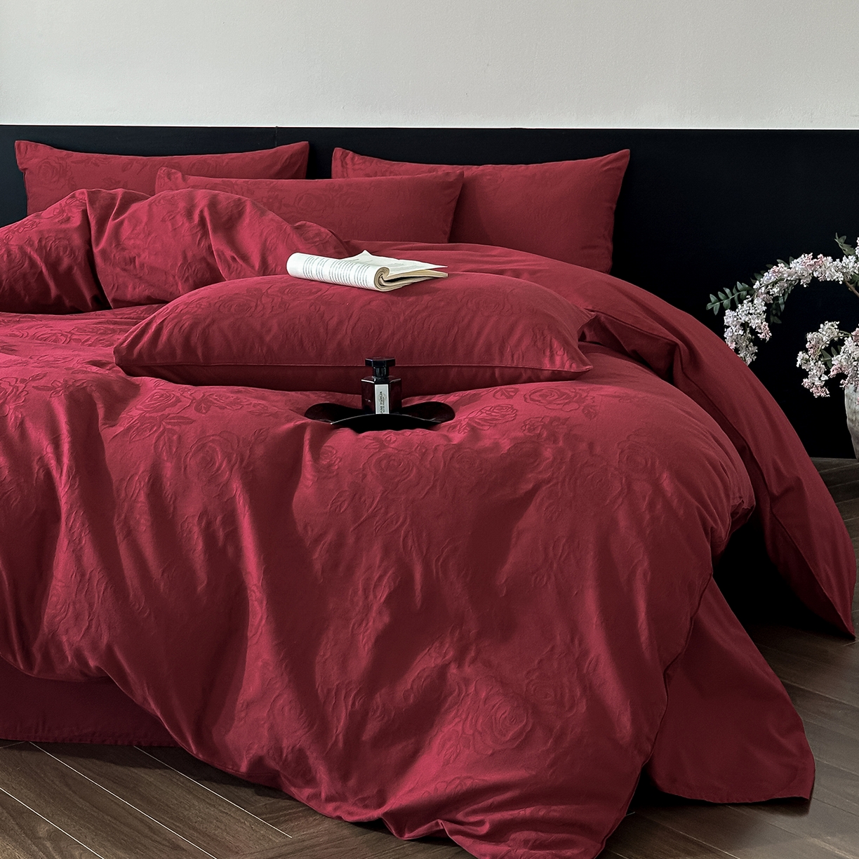 91家纺网 家纺一手货源 找家纺 优悦生活馆 2026新款60s全棉纯棉婚庆提花四件套（提供买家秀） 玫瑰之恋