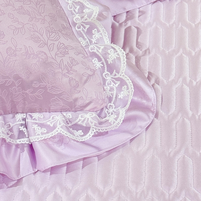 91家纺网 家纺一手货源 找家纺 优贝家纺 2026春夏新款提花水洗天丝冰丝天丝韩版夹棉床盖四件套 梵希-紫