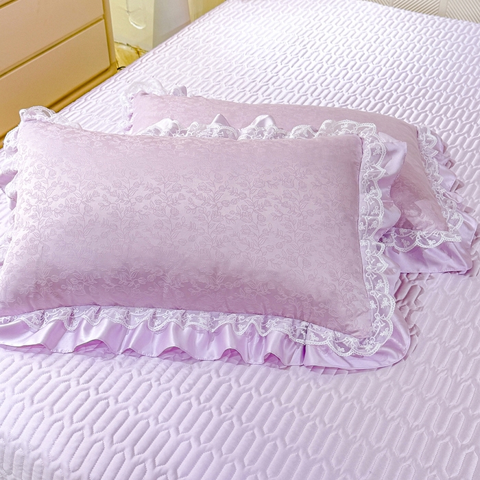 91家纺网 家纺一手货源 找家纺 优贝家纺 2026春夏新款提花水洗天丝冰丝天丝韩版夹棉床盖四件套 梵希-紫