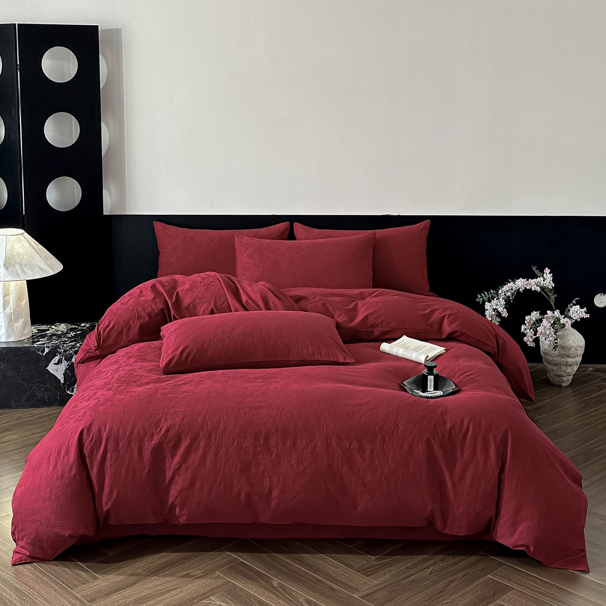 91家纺网 家纺一手货源 找家纺 优悦生活馆 2026新款60s全棉纯棉婚庆提花四件套（提供买家秀） 梦幻花园