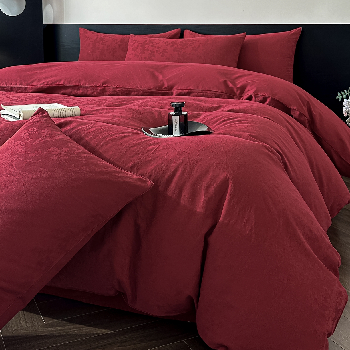 91家纺网 家纺一手货源 找家纺 优悦生活馆 2026新款60s全棉纯棉婚庆提花四件套（提供买家秀） 梦幻花园