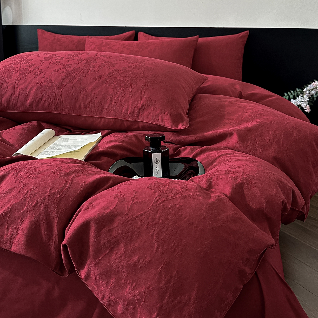 91家纺网 家纺一手货源 找家纺 优悦生活馆 2026新款60s全棉纯棉婚庆提花四件套（提供买家秀） 梦幻花园