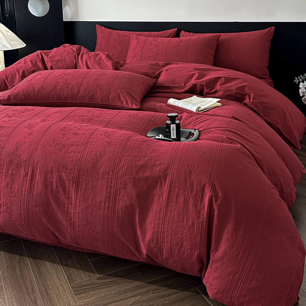 优悦生活馆 2026新款60s全棉纯棉婚庆提花四件套（提供买家秀） 沁香