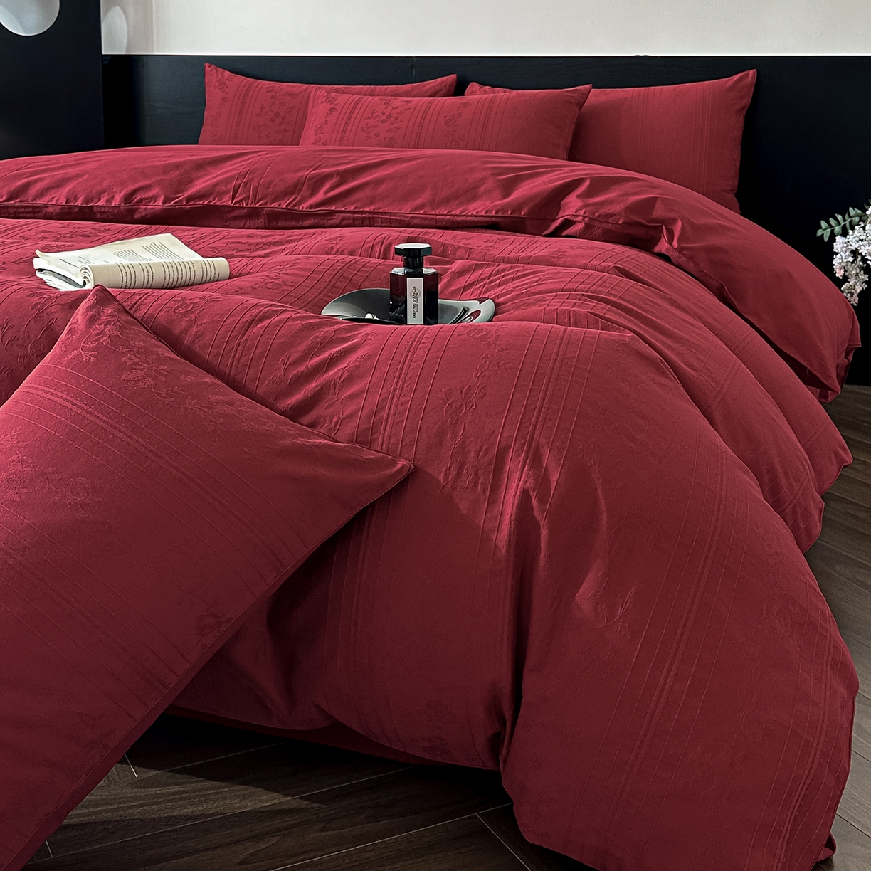 91家纺网 家纺一手货源 找家纺 优悦生活馆 2026新款60s全棉纯棉婚庆提花四件套（提供买家秀） 沁香