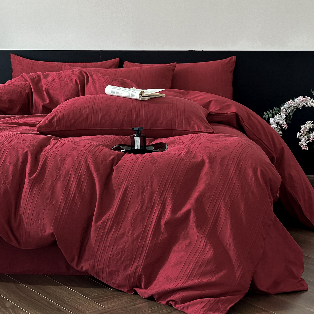 91家纺网 家纺一手货源 找家纺 优悦生活馆 2026新款60s全棉纯棉婚庆提花四件套（提供买家秀） 沁香