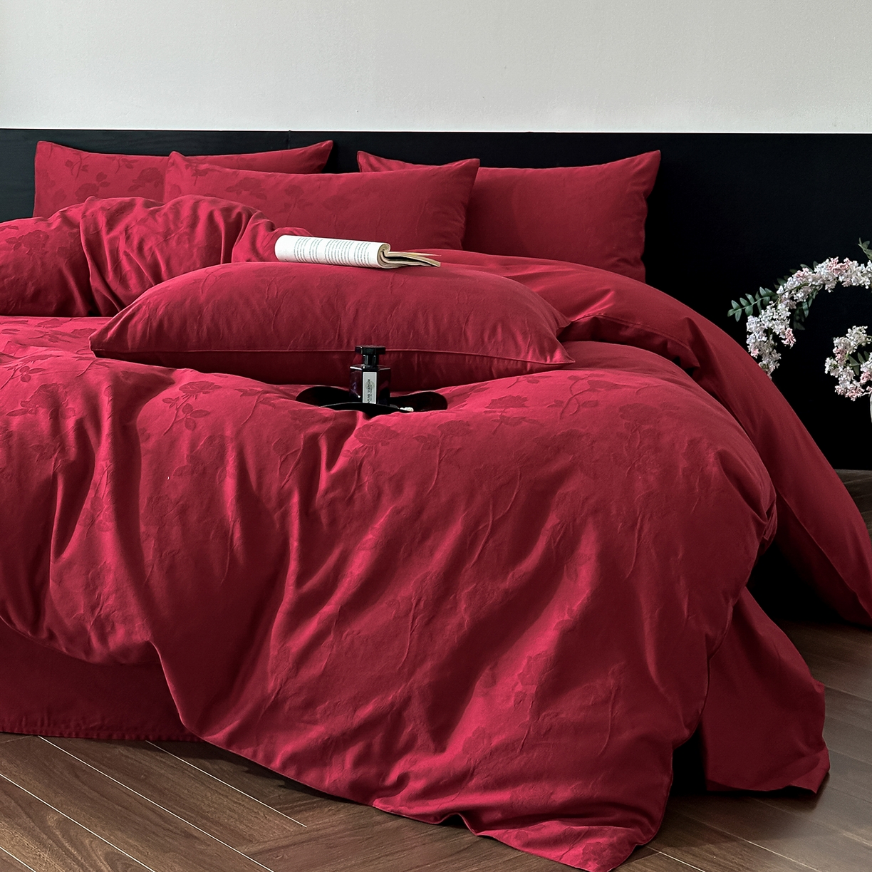 91家纺网 家纺一手货源 找家纺 优悦生活馆 2026新款60s全棉纯棉婚庆提花四件套（提供买家秀） 岁月留声