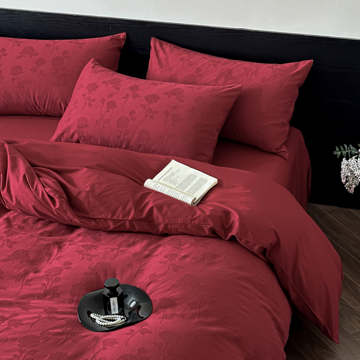 91家纺网 家纺一手货源 找家纺 优悦生活馆 2026新款60s全棉纯棉婚庆提花四件套（提供买家秀） 岁月留声