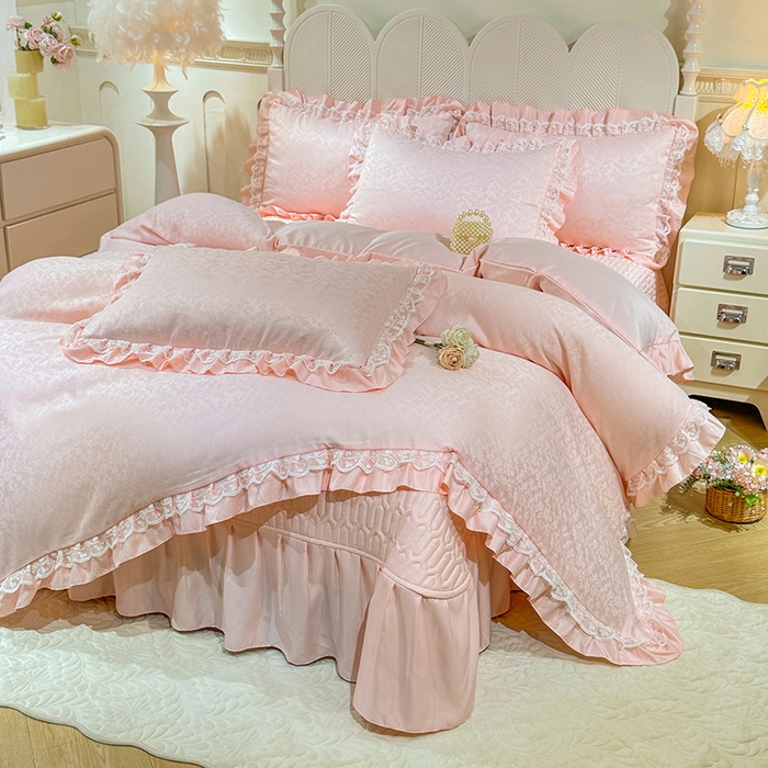 91家纺网 家纺一手货源 找家纺 （总）优贝家纺 2026春夏新款提花水洗天丝冰丝天丝韩版夹棉床盖四件套