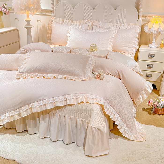 91家纺网 家纺一手货源 找家纺 （总）优贝家纺 2026春夏新款提花水洗天丝冰丝天丝韩版夹棉床盖四件套