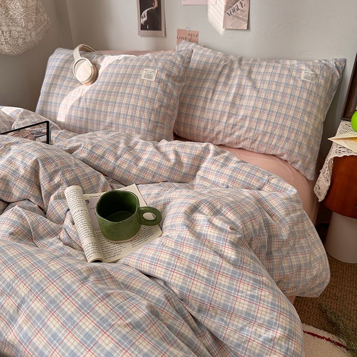 艾咪-Amy ntmy 2026春夏新款布标格纹款全棉纯棉色织水洗棉四件套 布标款-芷然