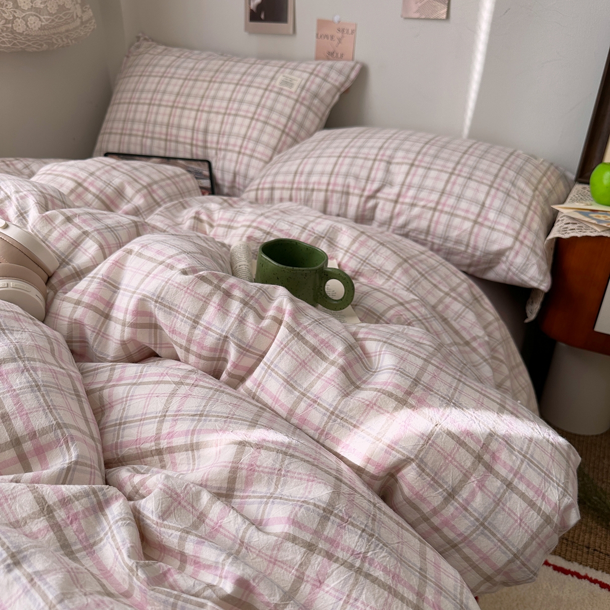 91家纺网 家纺一手货源 找家纺 艾咪-Amy ntmy 2026春夏新款布标格纹款全棉纯棉色织水洗棉四件套 布标款-春野