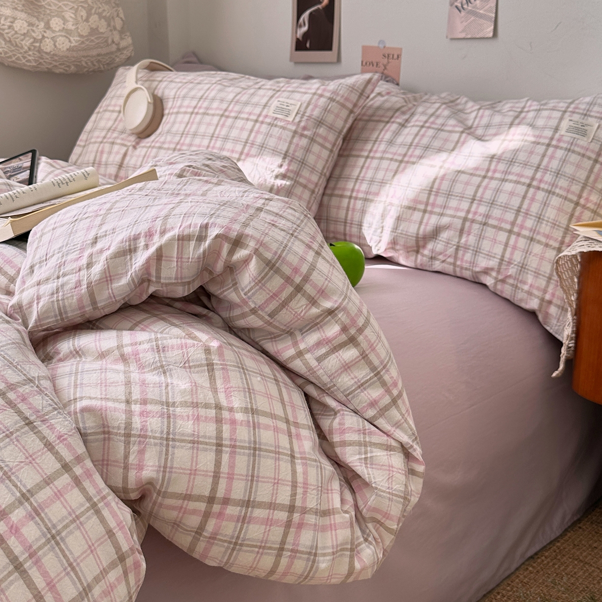 91家纺网 家纺一手货源 找家纺 艾咪-Amy ntmy 2026春夏新款布标格纹款全棉纯棉色织水洗棉四件套 布标款-春野