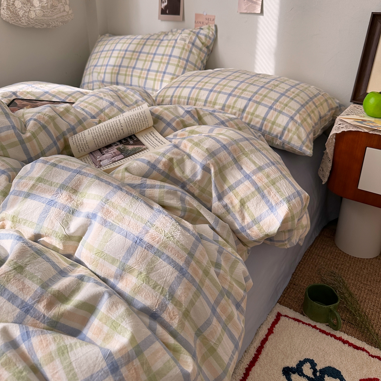 91家纺网 家纺一手货源 找家纺 艾咪-Amy ntmy 2026春夏新款布标格纹款全棉纯棉色织水洗棉四件套 布标款-屿光