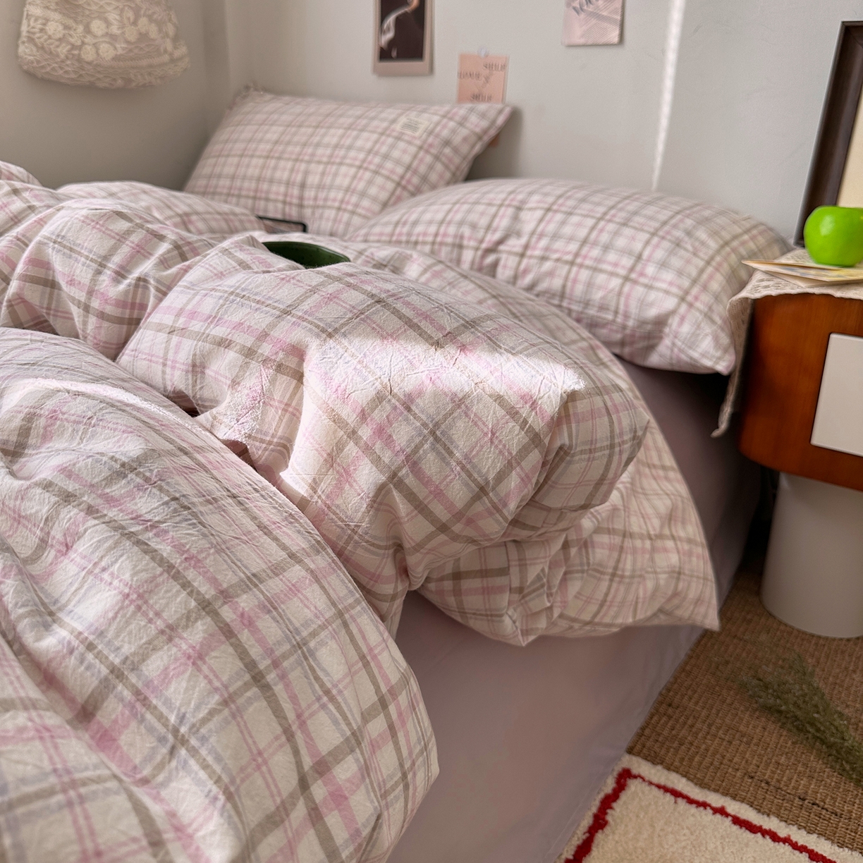 91家纺网 家纺一手货源 找家纺 艾咪-Amy ntmy 2026春夏新款布标格纹款全棉纯棉色织水洗棉四件套 布标款-春野