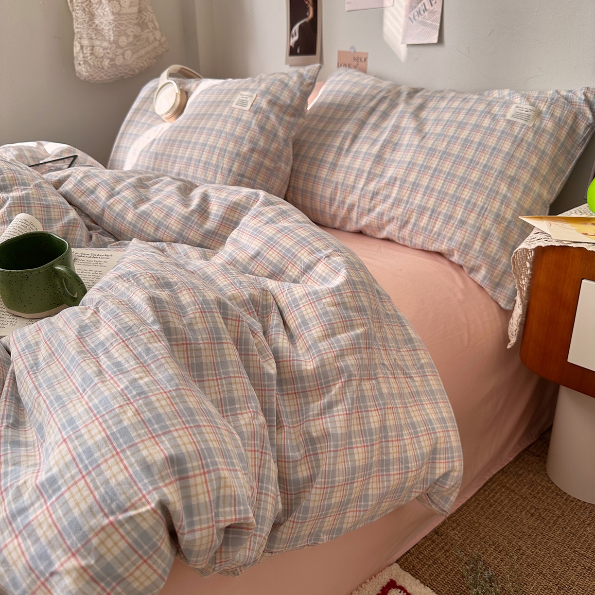 91家纺网 家纺一手货源 找家纺 艾咪-Amy ntmy 2026春夏新款布标格纹款全棉纯棉色织水洗棉四件套 布标款-芷然