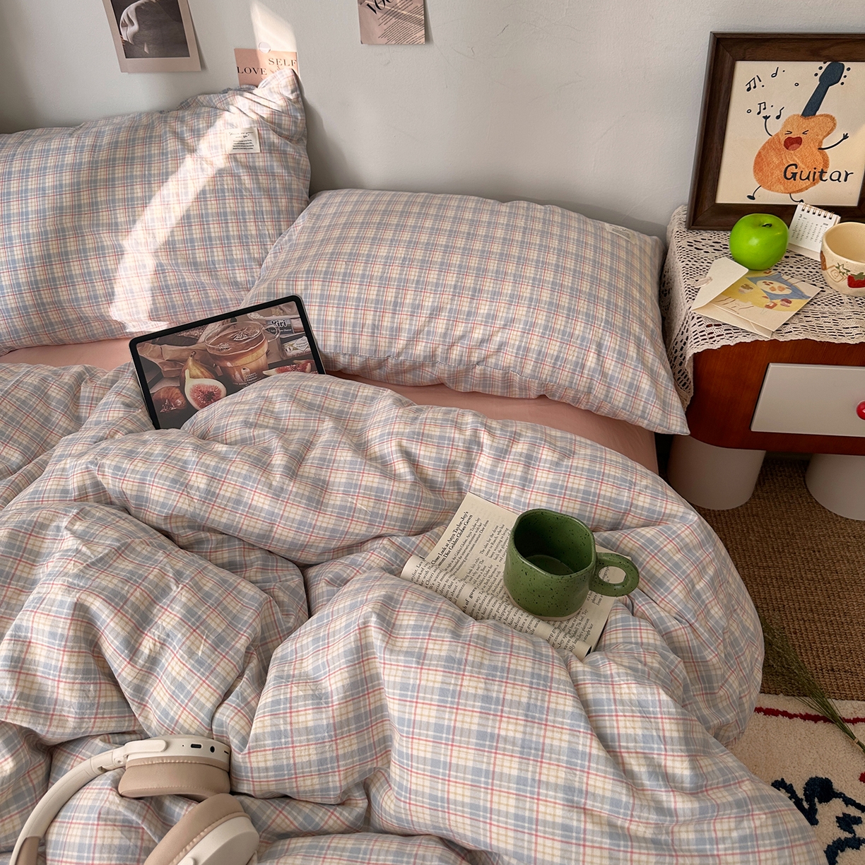 91家纺网 家纺一手货源 找家纺 艾咪-Amy ntmy 2026春夏新款布标格纹款全棉纯棉色织水洗棉四件套 布标款-芷然