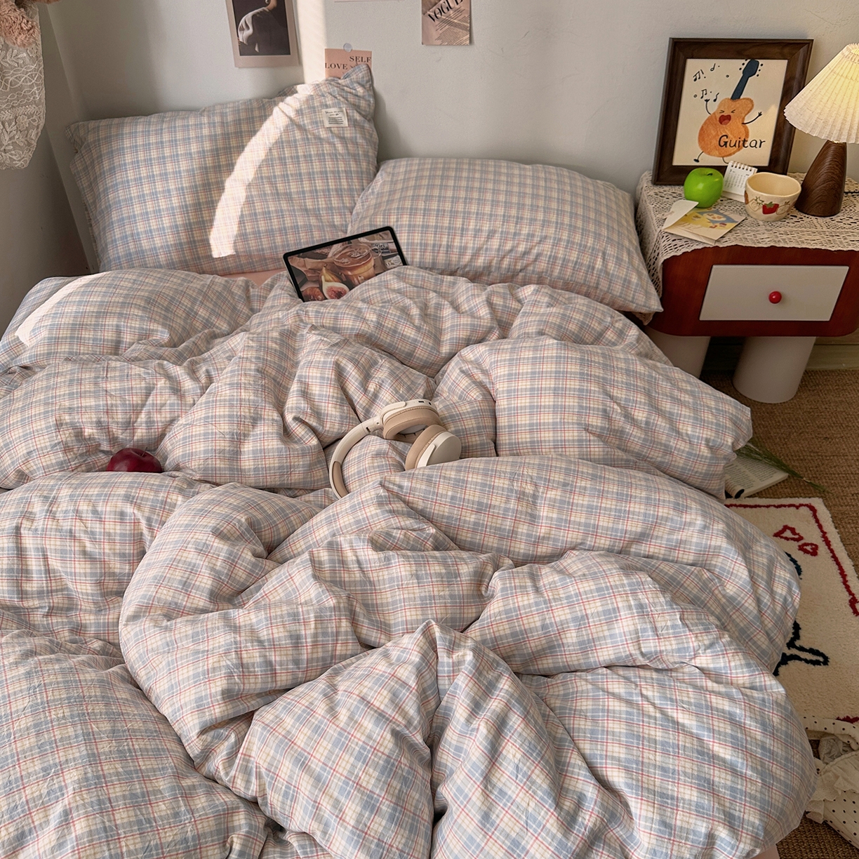 91家纺网 家纺一手货源 找家纺 艾咪-Amy ntmy 2026春夏新款布标格纹款全棉纯棉色织水洗棉四件套 布标款-芷然