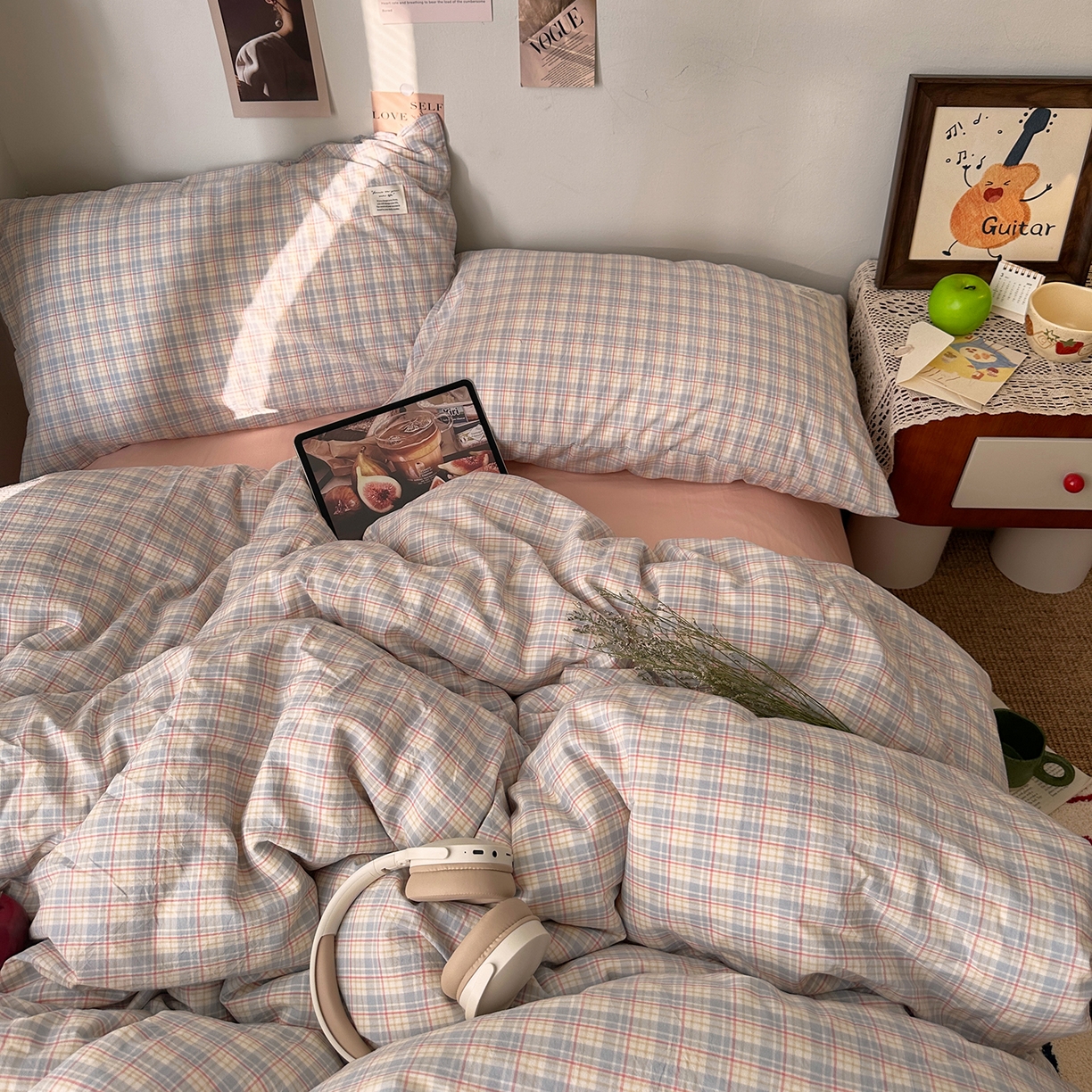 91家纺网 家纺一手货源 找家纺 艾咪-Amy ntmy 2026春夏新款布标格纹款全棉纯棉色织水洗棉四件套 布标款-芷然