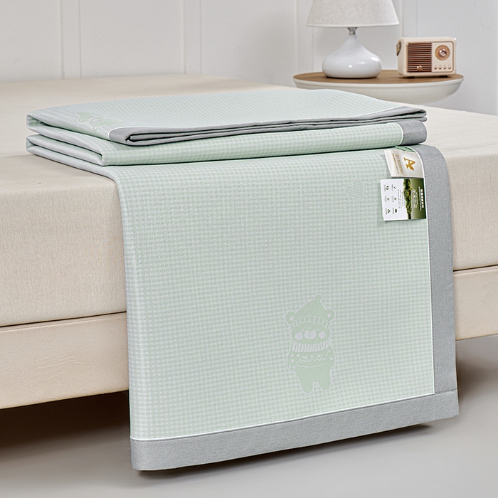 91家纺网 家纺一手货源 找家纺 小牛席业 2026新款【实拍风格】双PE高凉感-韩版小熊提花冰丝席凉席竹席藤席冰藤席乳胶席豆豆席 抹茶