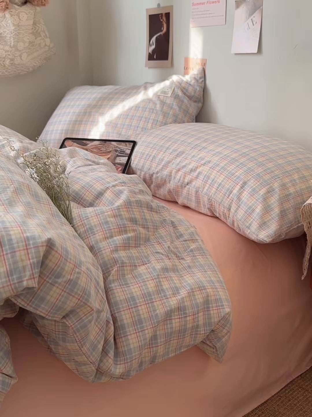 91家纺网 家纺一手货源 找家纺 艾咪-Amy ntmy 2026春夏新款布标格纹款全棉纯棉色织水洗棉四件套 布标款-芷然