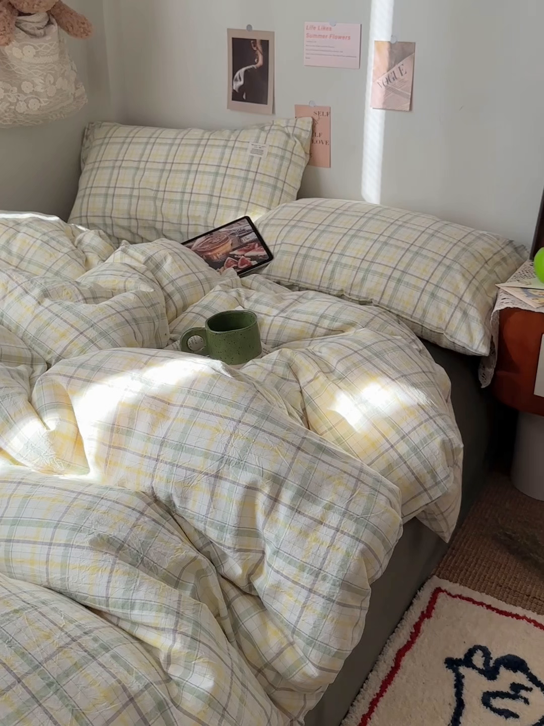 91家纺网 家纺一手货源 找家纺 艾咪-Amy ntmy 2026春夏新款布标格纹款全棉纯棉色织水洗棉四件套 布标款-森语