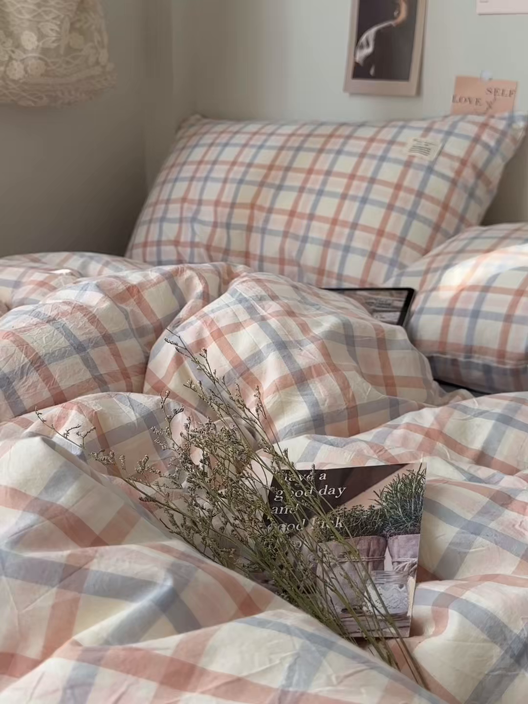 91家纺网 家纺一手货源 找家纺 艾咪-Amy ntmy 2026春夏新款布标格纹款全棉纯棉色织水洗棉四件套 布标款-简调