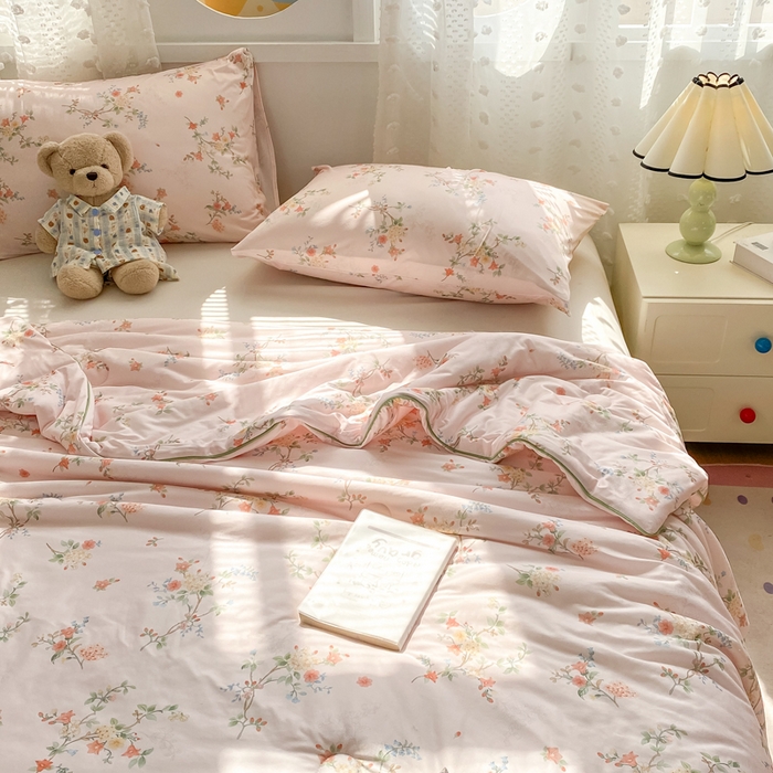 91家纺网 家纺一手货源 找家纺 （总）恋之巢家纺 2026新款四季款可水洗牛奶丝针织棉夏被大豆夏凉被空调被可机洗薄被子被芯直播外贸专供大豆被夏被