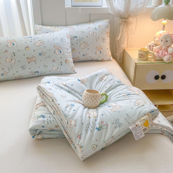 91家纺网 家纺一手货源 找家纺 （总）恋之巢家纺 2026新款四季款可水洗牛奶丝针织棉夏被大豆夏凉被空调被可机洗薄被子被芯直播外贸专供大豆被夏被