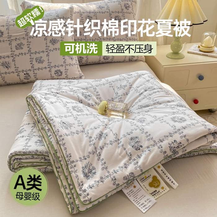 91家纺网 家纺一手货源 找家纺 （总）恋之巢家纺 2026新款四季款可水洗牛奶丝针织棉夏被大豆夏凉被空调被可机洗薄被子被芯直播外贸专供大豆被夏被