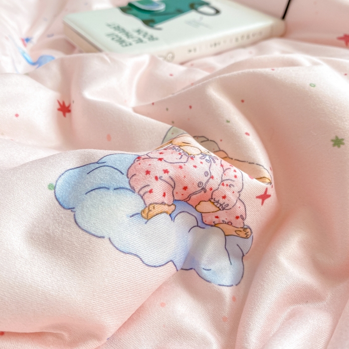 91家纺网 家纺一手货源 找家纺 恋之巢家纺 2026新款四季款可水洗牛奶丝针织棉夏被大豆夏凉被空调被可机洗薄被子被芯直播外贸专供大豆被夏被 软糯月光兔-软糯款