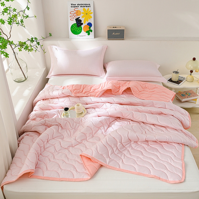 91家纺网 家纺一手货源 找家纺 珍贝家纺 2026新款清柔水洗夏被被子被芯 唯一-粉