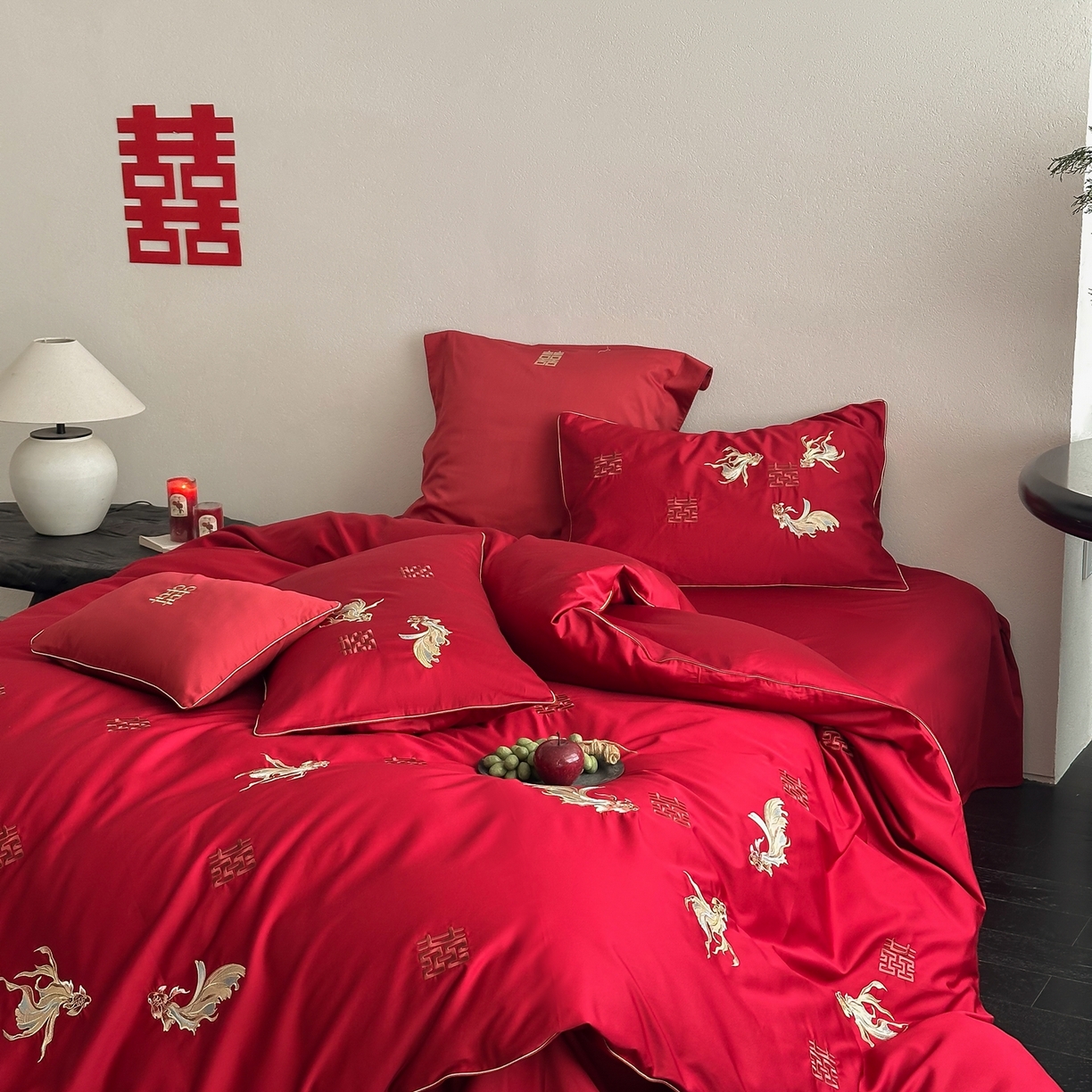 91家纺网 家纺一手货源 找家纺 （总）西西家居 2026新款100S长绒棉纯棉婚庆四件套-年年有鱼