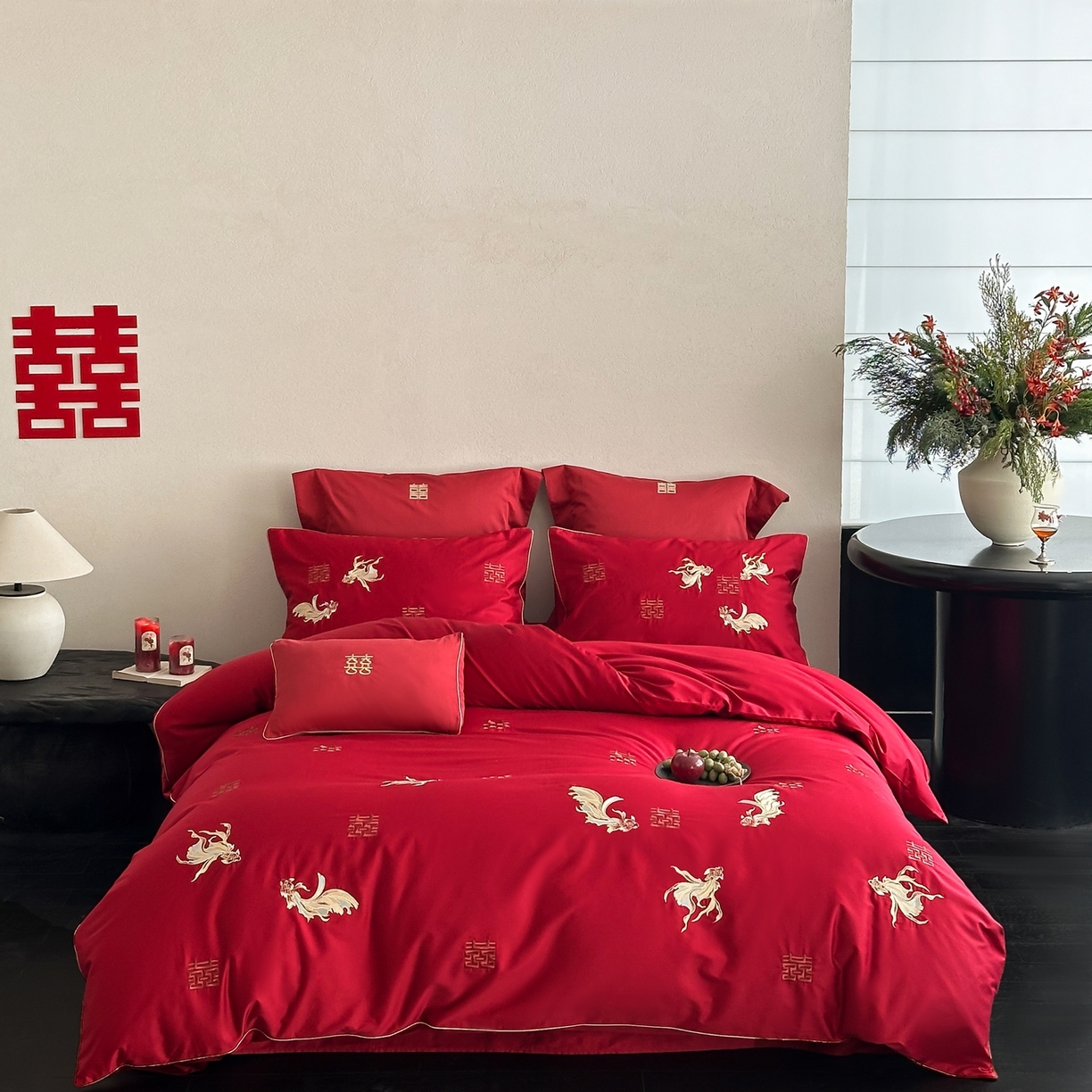 91家纺网 家纺一手货源 找家纺 （总）西西家居 2026新款100S长绒棉纯棉婚庆四件套-年年有鱼