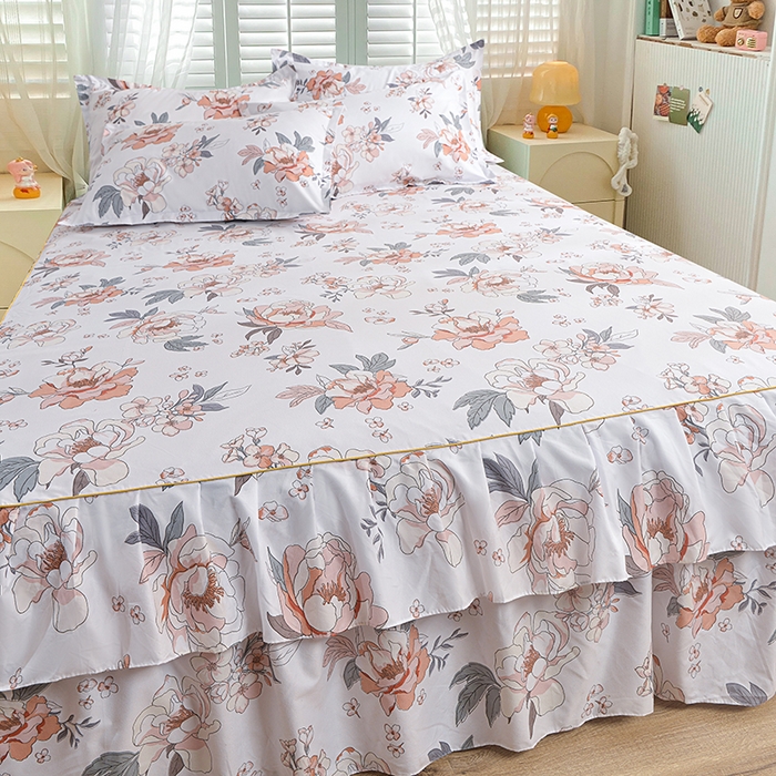 91家纺网 家纺一手货源 找家纺 （总）小雨家纺 2026年跨境电商芦荟棉床裙床罩三件套单品