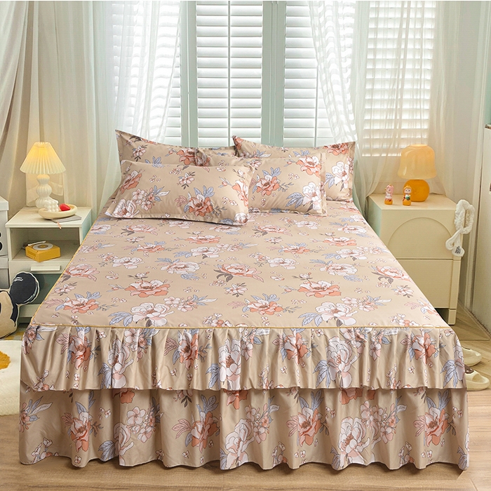 91家纺网 家纺一手货源 找家纺 （总）小雨家纺 2026年跨境电商芦荟棉床裙床罩三件套单品