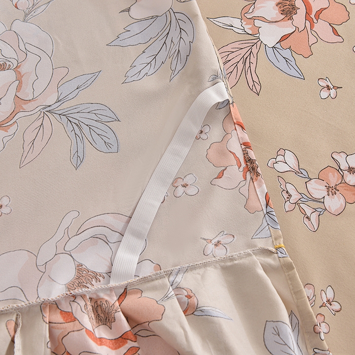 91家纺网 家纺一手货源 找家纺 小雨家纺 2026年跨境电商芦荟棉床裙床罩三件套单品 楚楚动人棕