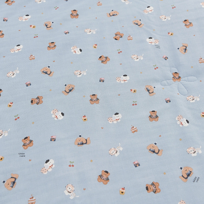 91家纺网 家纺一手货源 找家纺 珍贝家纺 2026新款全棉双层纱夏被被子被芯 冒冒熊