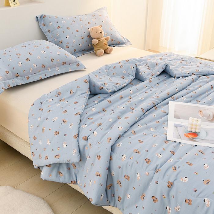 91家纺网 家纺一手货源 找家纺 珍贝家纺 2026新款全棉双层纱夏被被子被芯 冒冒熊