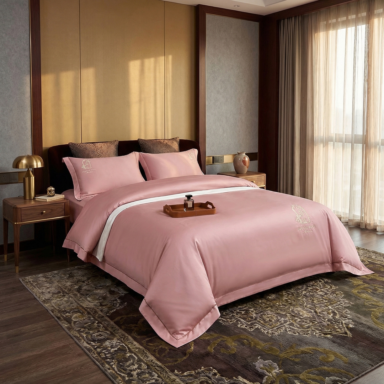 91家纺网 家纺一手货源 找家纺 （总）U品汇 2026新款100支全棉纯棉长绒棉刺绣花四件套60S贡缎100%棉丝滑夏季冰丝凉爽