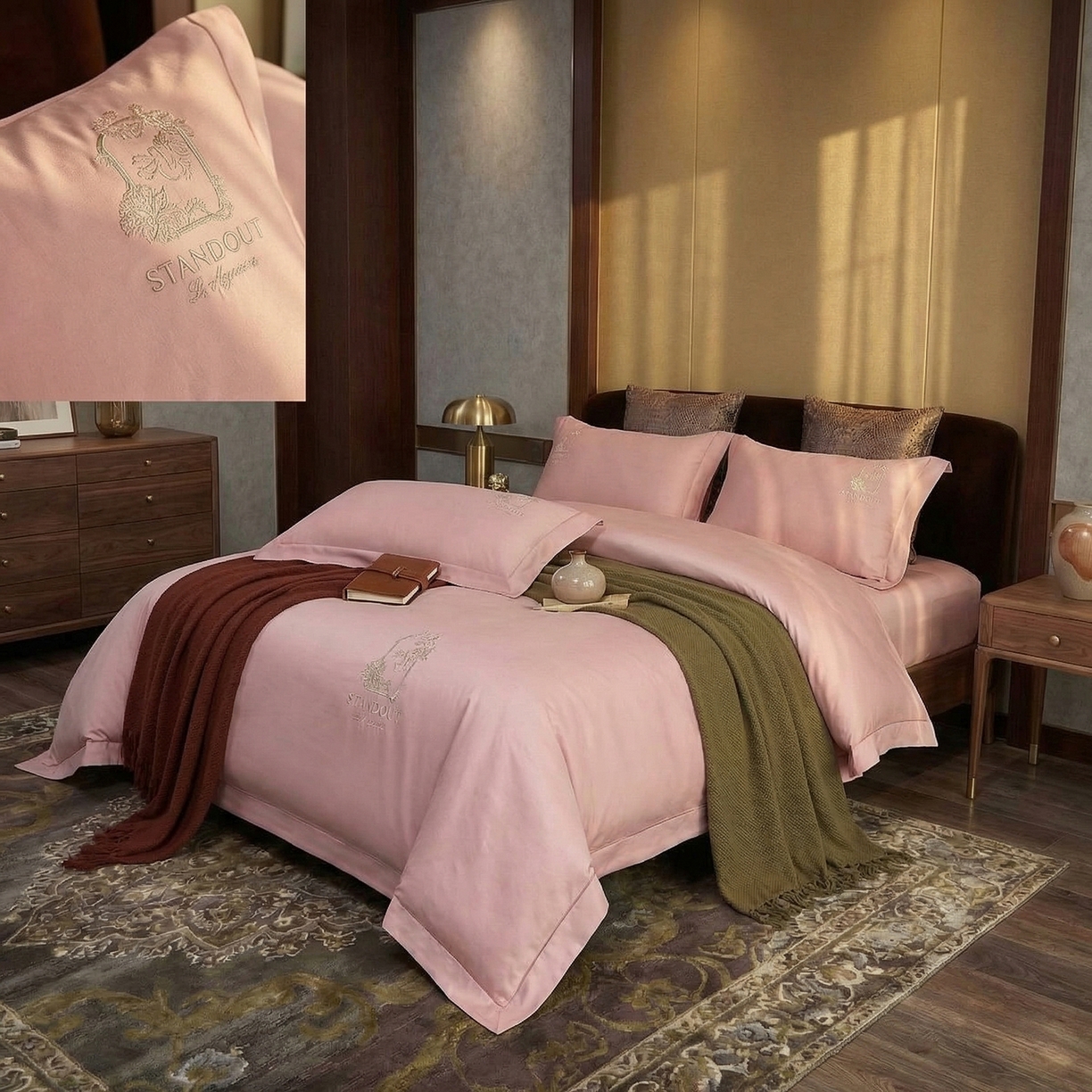 91家纺网 家纺一手货源 找家纺 （总）U品汇 2026新款100支全棉纯棉长绒棉刺绣花四件套60S贡缎100%棉丝滑夏季冰丝凉爽